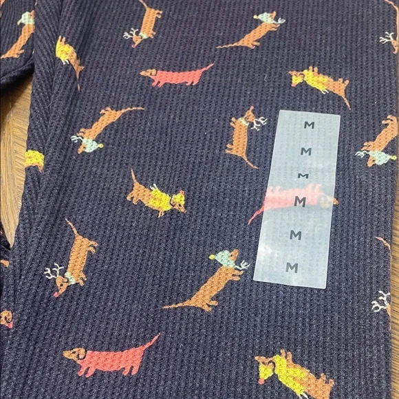 Old Navy Dark Blue Thermal Pajama Pants with Wiener Dog Pattern - Picture 3 of 6
